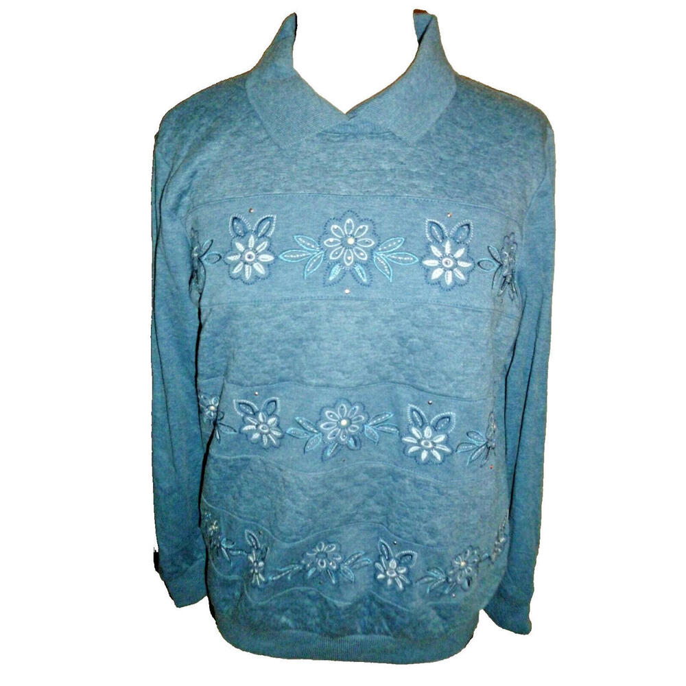 NEW Vintage 90s Alfred Dunner Floral Collared‎ Sweater Sweatshirt Pullover S
